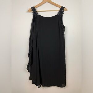 Naf Naf Dress Black Flowy Sleeveless Lace Straps Lined Size Medium Ethereal